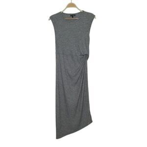 Topshop Gray Stretchy Ribbed Knit Midi Dress